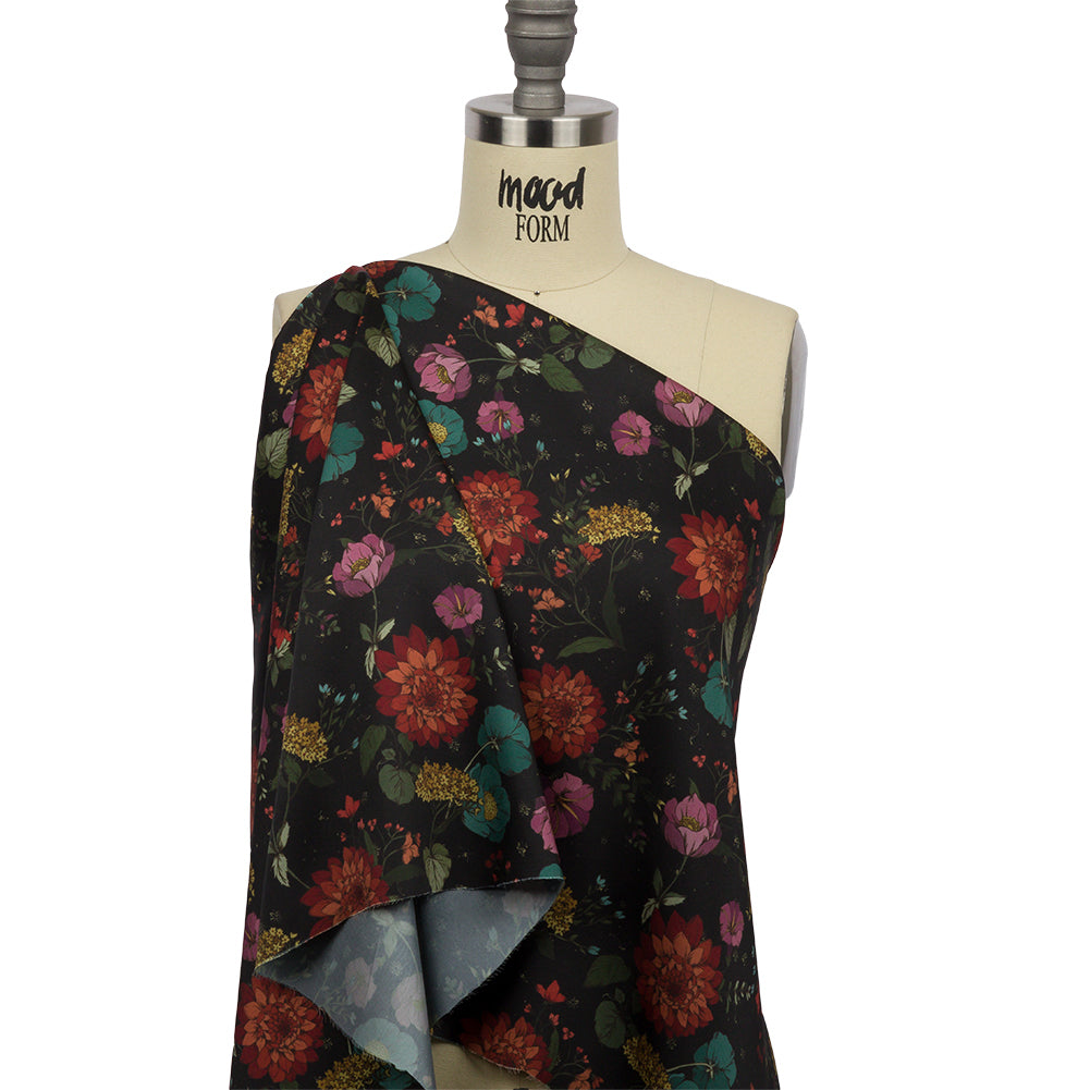 Polyester Twill Print - Purple, Red and Black Floral - Mood Exclusive Antheia's Grace - Joann Fabrics
