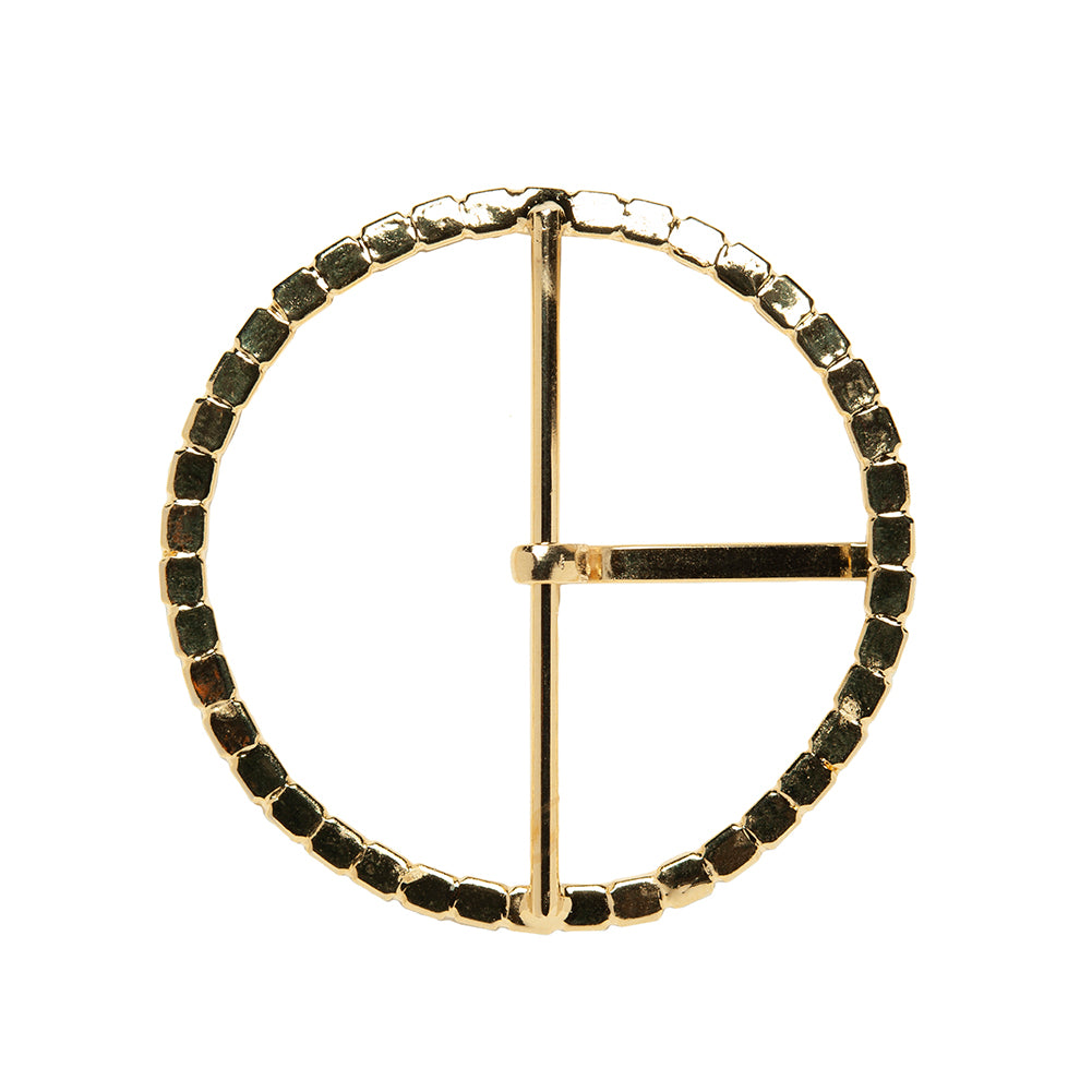 Swarovski Crystal and Gold Circular Rhinestone Buckle - 2.5