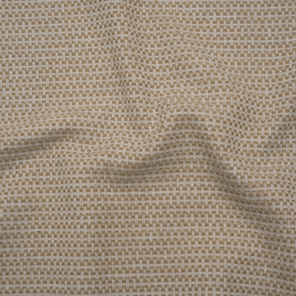 Recycled Polyester and Cotton Jacquard - Natural Little Checked Stripes - British Imported - Joann Fabrics