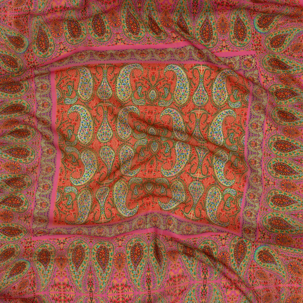 Viscose Georgette Panel - Pink Paisley Squares - Laputa's Groundkeeper Print - Mood Exclusive Gisele Collection - Joann Fabrics