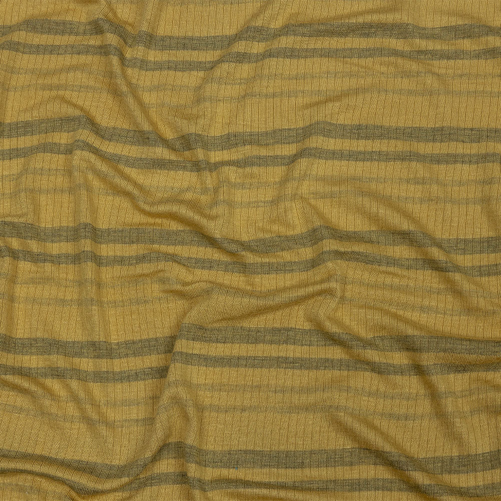 Ochre and Charcoal Striped Stretch Rayon Rib Knit - Joann Fabrics