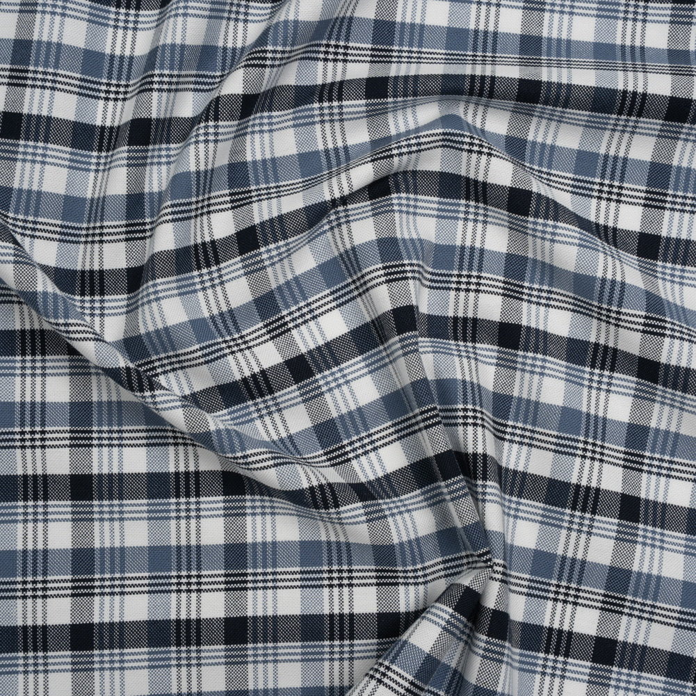 Cotton Oxford Shirting - Midnight Blue, Country Blue and White Plaid - Deadstock - Joann Fabrics