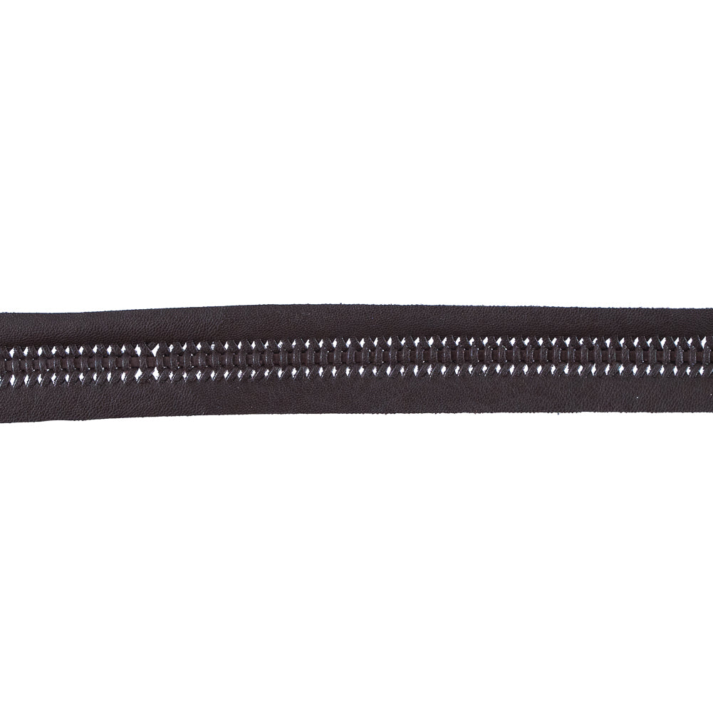 Brown Braided Faux Leather Trim - 1.25
