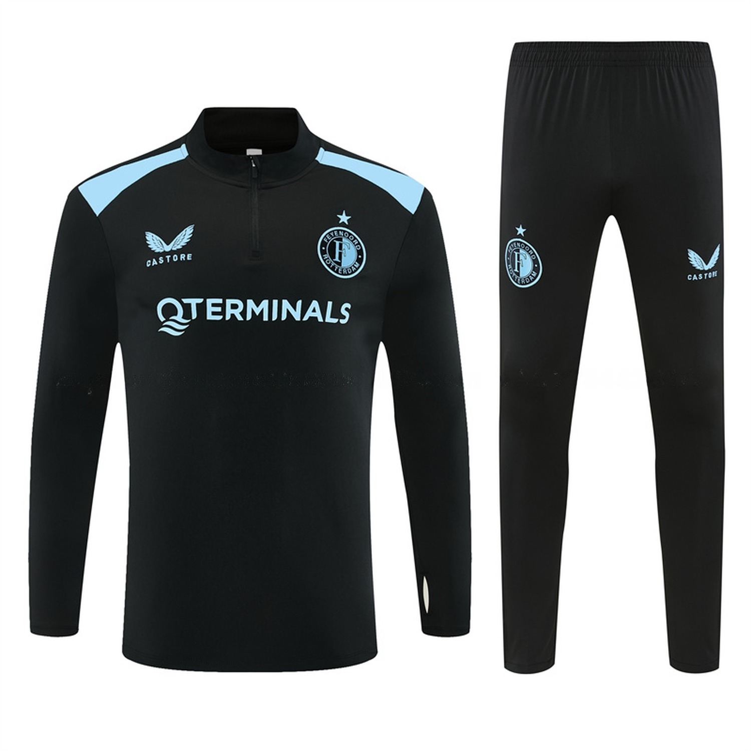 Feyenoord 26-27 Long Sleeve Training Set - Black Top & Black Pants - UnitedFutballJersey
