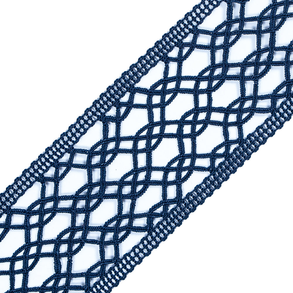 Navy European Crochet Trim - 2.25