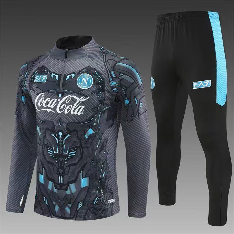 2025/2026 Napoli Half-Pull Training Suit Dark Gray Football Shirt 1:1 Thai Quality Set
