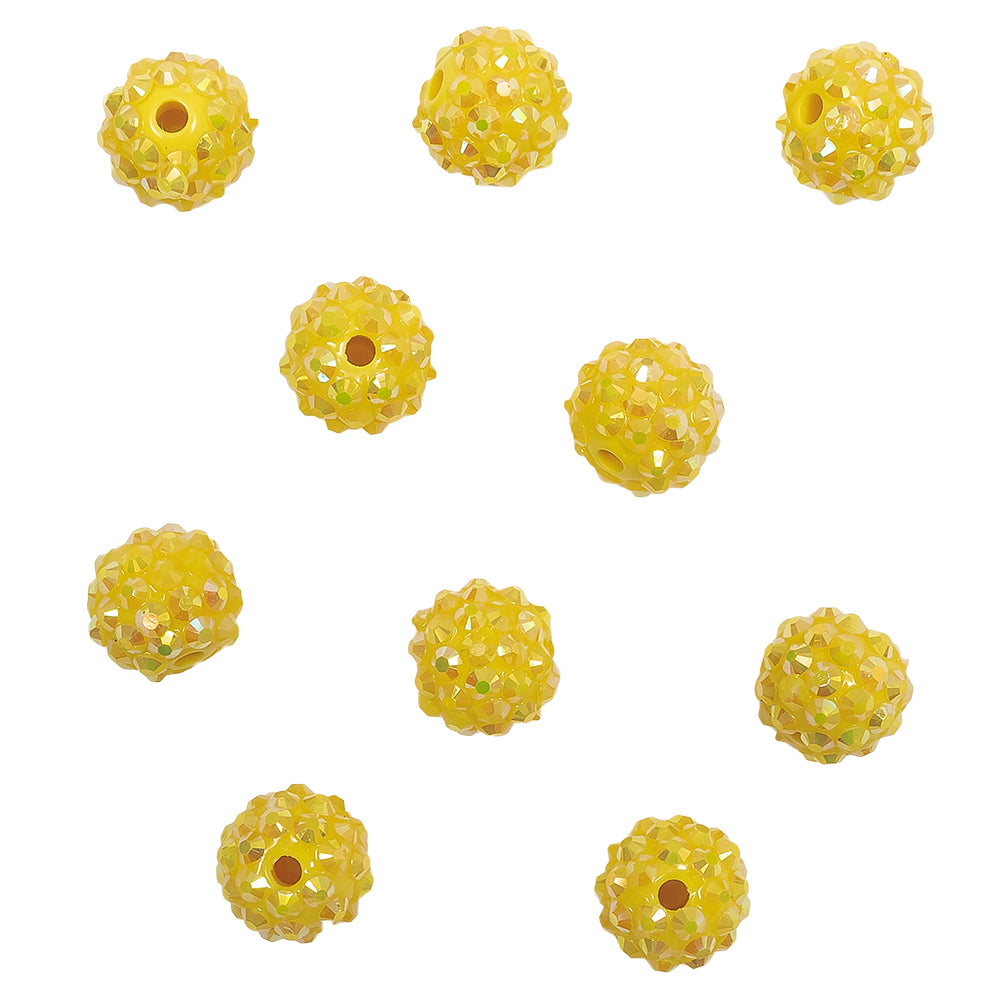 Yellow AB Rhinestone and Resin Faceted 14mm Beads - 10pc - Joann Fabrics