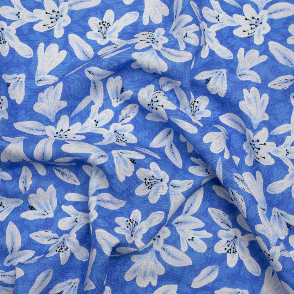 Linen-Rayon Woven - Blue Floral - Daybreak Bloom Print - Mood Exclusive Chariot Collection - Joann Fabrics