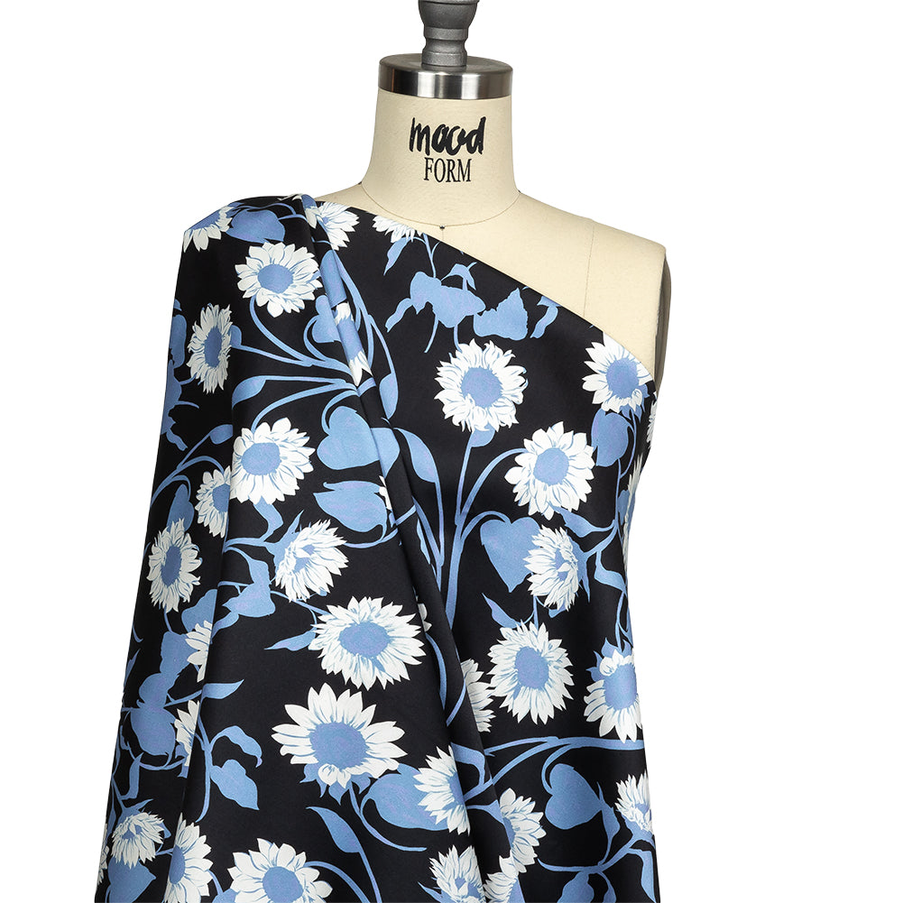 Stretch Cotton Sateen - Blue Floral - Adore You Print - Mood Exclusive Indigo Collection - Joann Fabrics