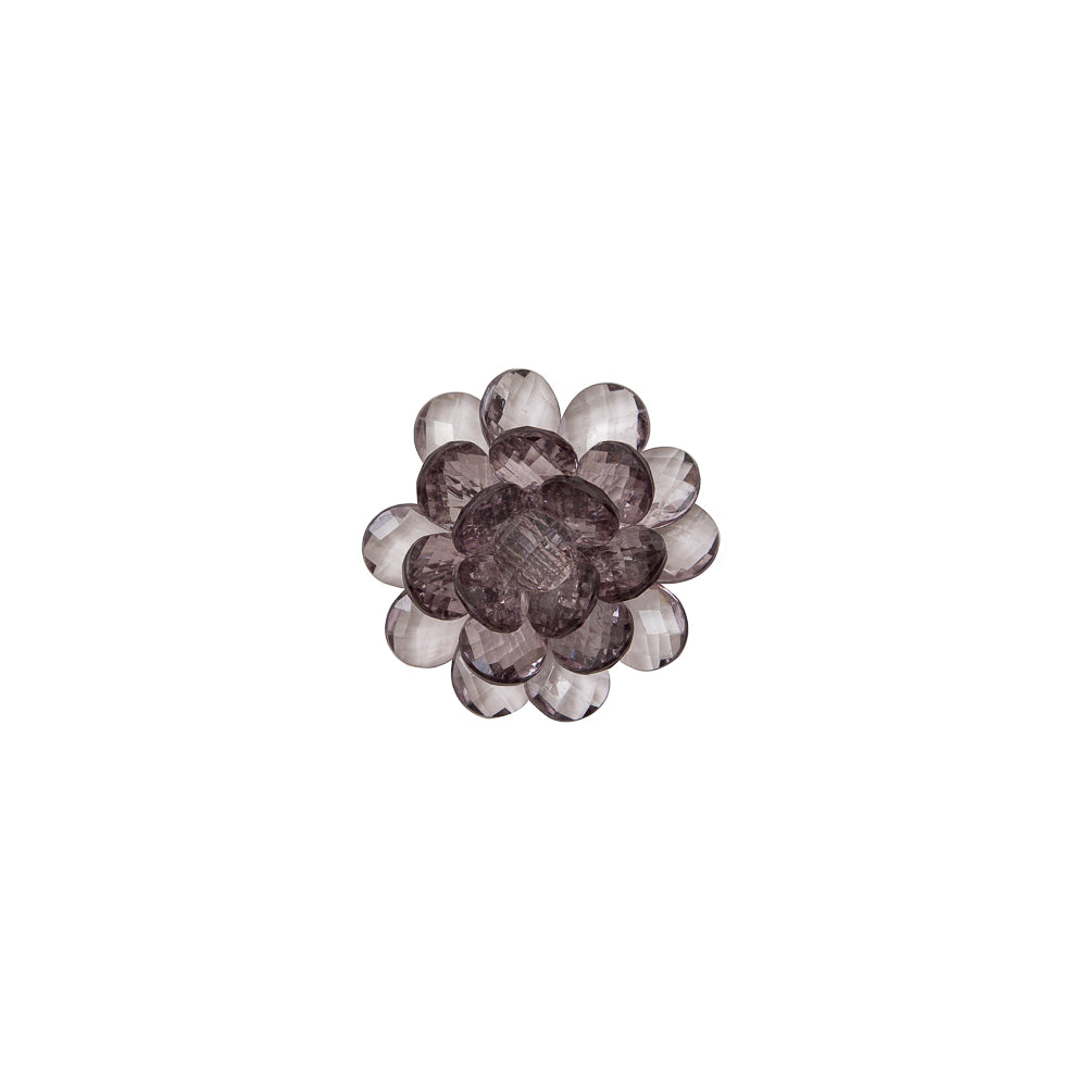 Italian Translucent Black Glass Flower Applique/Brooch - 2