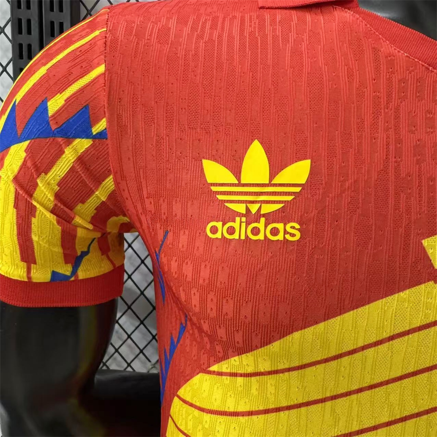 Spain 2026 Blue-Yellow Stripes Red Special Jersey - Player Version - UnitedFutballJersey