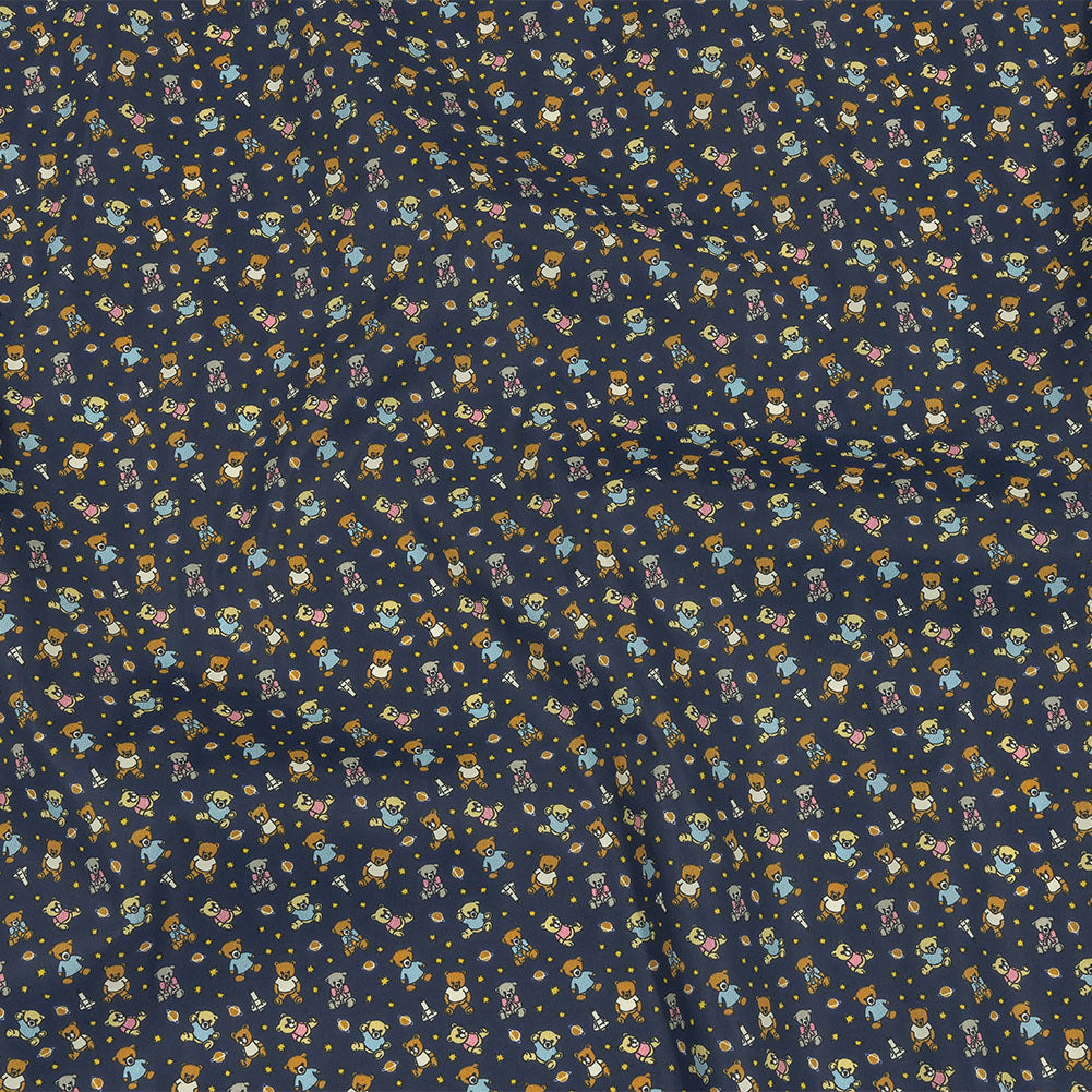 Balenciaga Italian Blue and Tan Teddy Bears in Space Lightweight Nylon Woven - Joann Fabrics