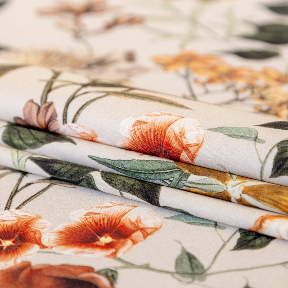 Stretch Cotton Sateen - Beige Floral - Garden of Earthly Delights Print - Mood Exclusive Harvest Collection - Joann Fabrics