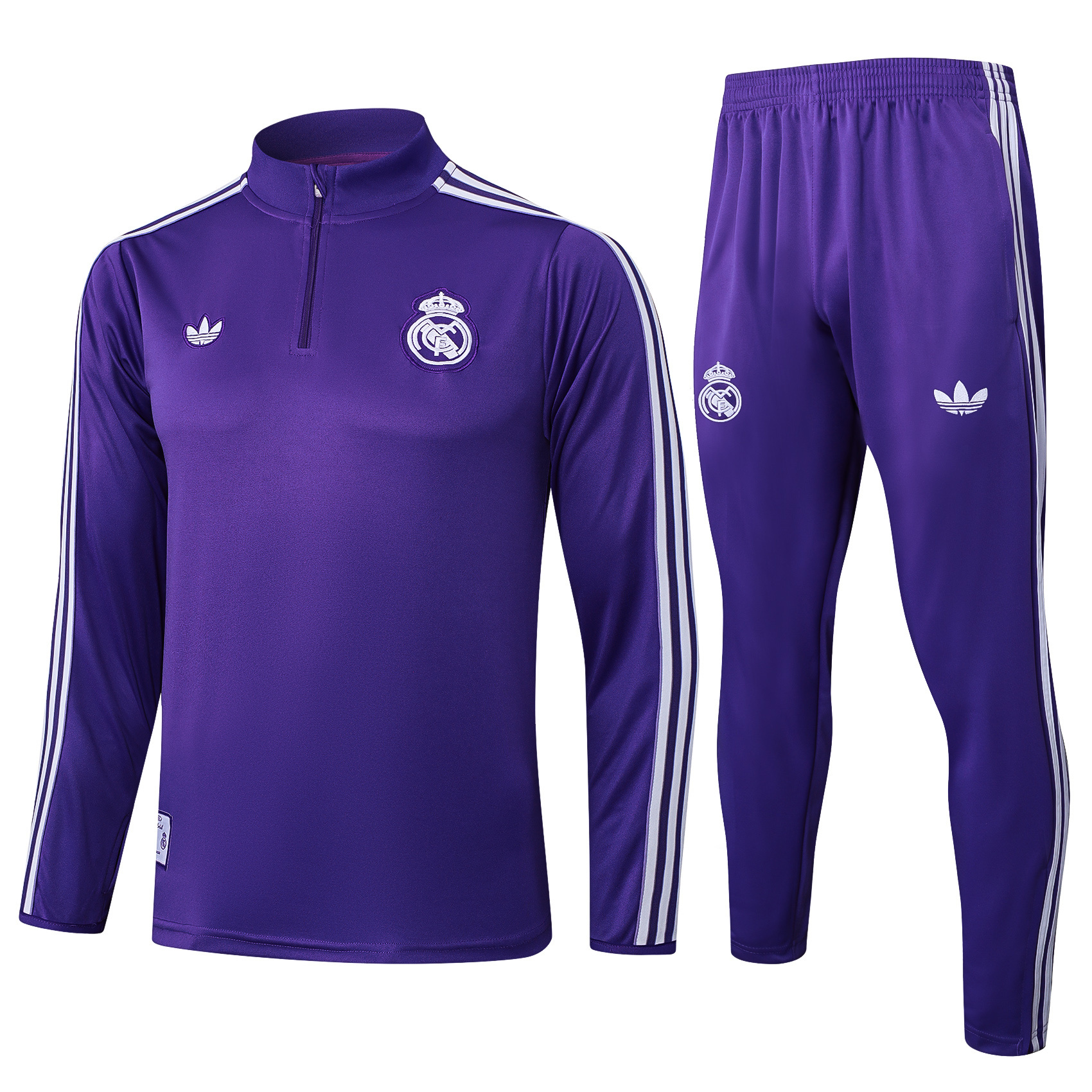 2025/2026 Real Madrid Purple Retro Edition Half-Pull Training Suit Football Shirt 1:1 Thai Quality Set