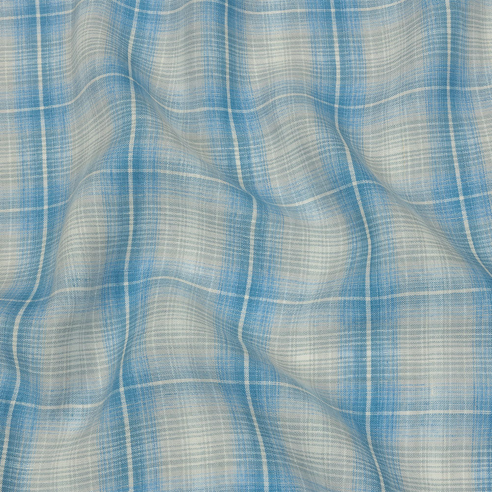 Sky and Pale Gray Plaid Lightweight Linen Woven - Joann Fabrics