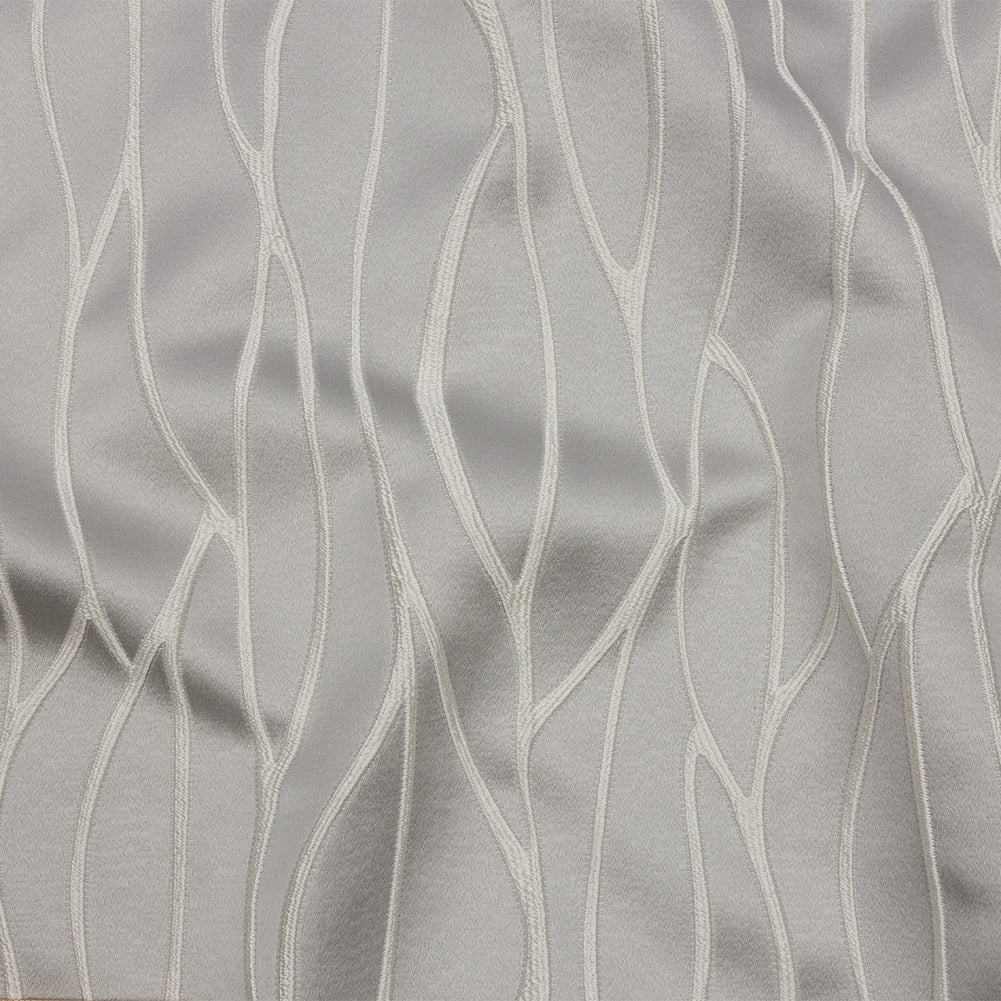 Satin-Faced Drapery Jacquard - Silver Rippling Lines - British Imported - Joann Fabrics