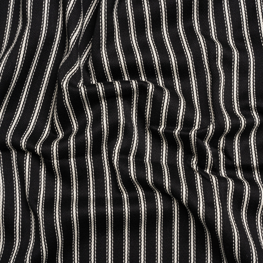 White on Black Ticking Stripes Cotton Herringbone Twill - Joann Fabrics
