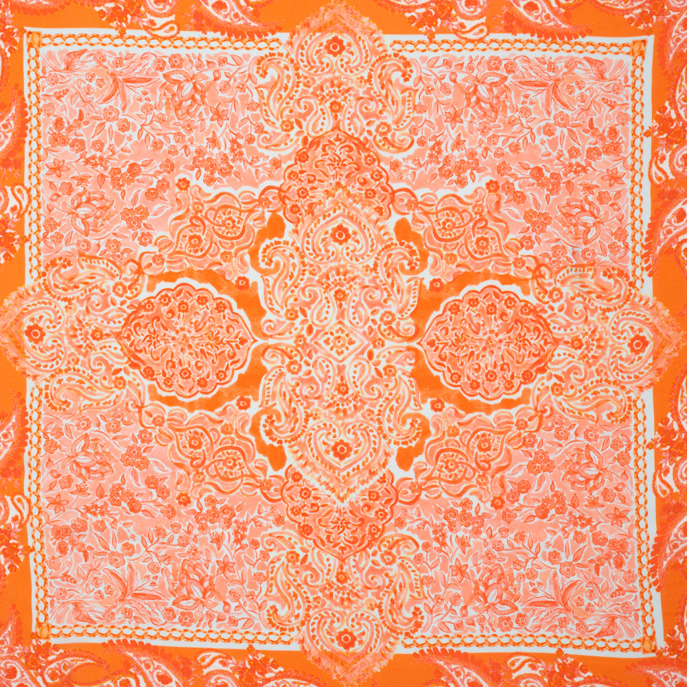 Rayon Challis Panel - Orange Paisley Floral - Sicilian Summer Print - Mood Exclusive Chariot Collection - Joann Fabrics