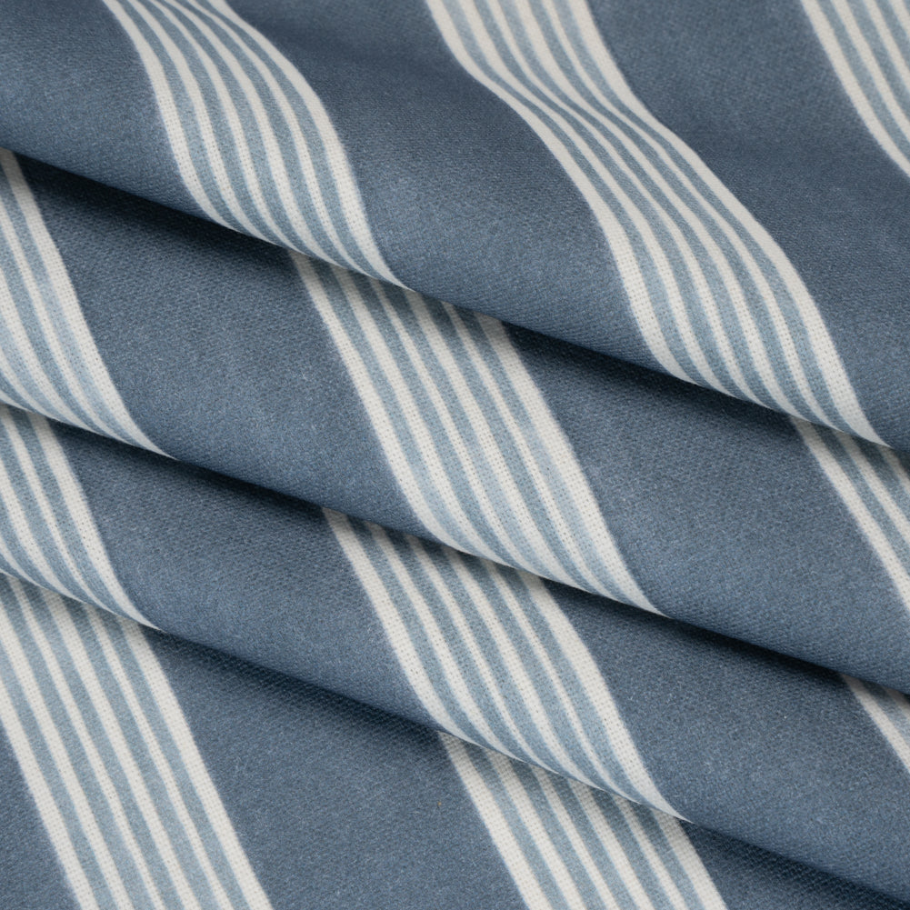 Brushed Cotton and Linen Canvas - Navy Stripes - British Imported - Joann Fabrics
