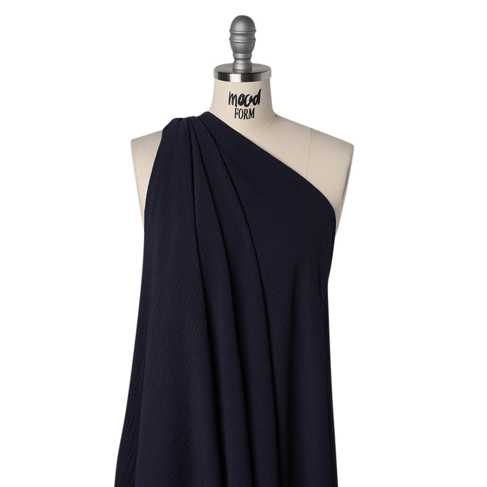 Crinkled Polyester Crepe - Navy Blue - Designer Deadstock - Joann Fabrics