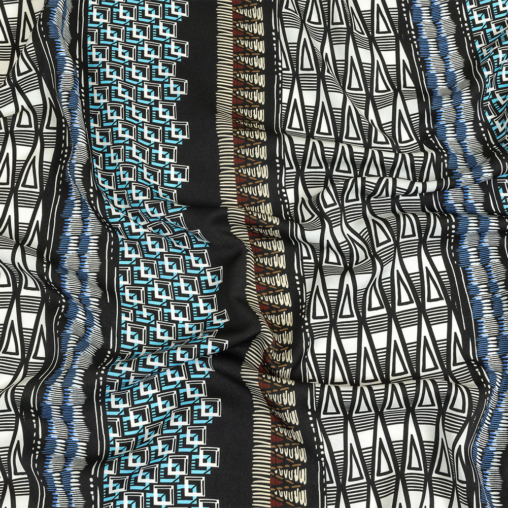 Fluid Polyester Twill Print - Blue and White Geometric Stripes - Mood Exclusive Hypatia - Joann Fabrics