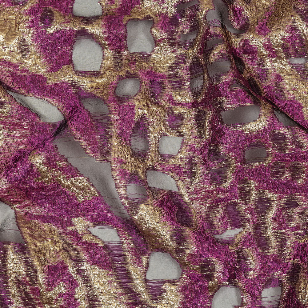 Metallic Purple and Gold Abstract Luxury Burnout Brocade - Joann Fabrics
