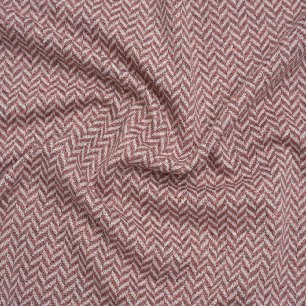 Stretch Polyester Double Knit - Mauve and Ivory Herringbone - Designer Deadstock - Joann Fabrics