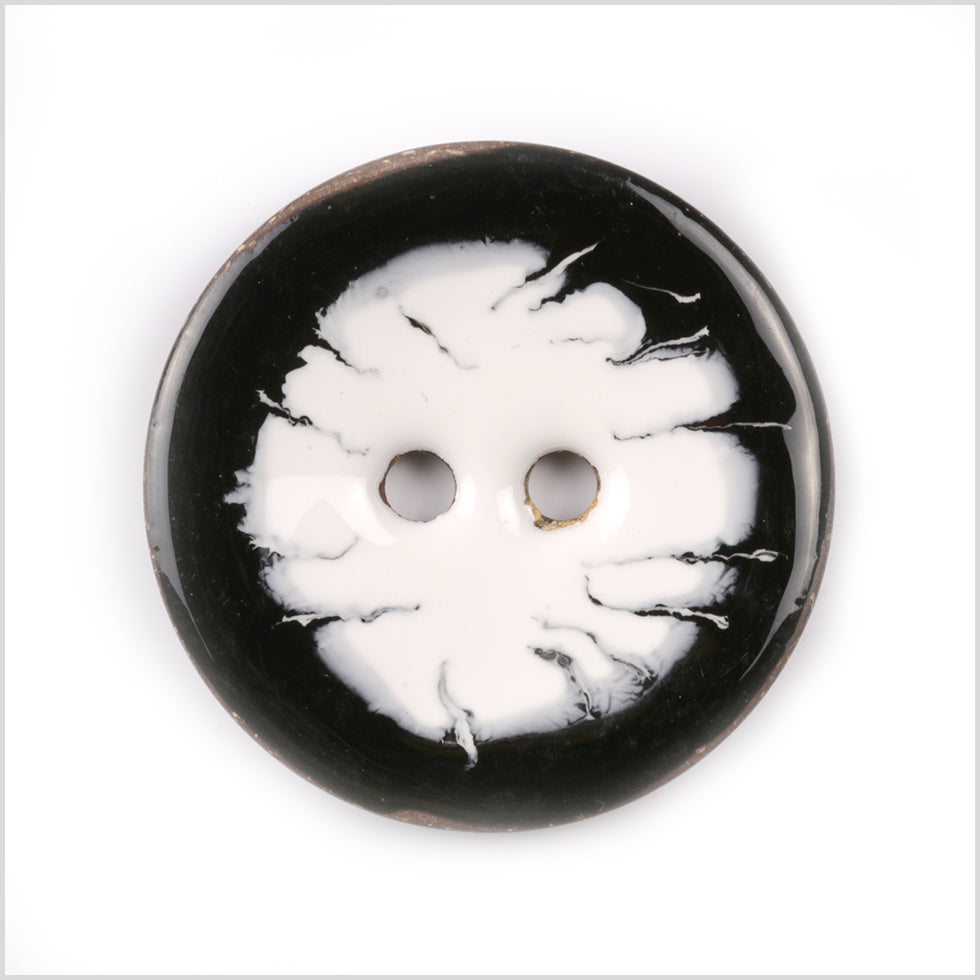 White and Black 2-Hole Coconut Button - 80L/50.8mm - Joann Fabrics