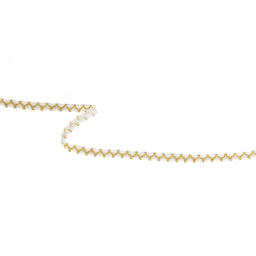 White and Metallic Gold Gimp Braided Trim - 0.375