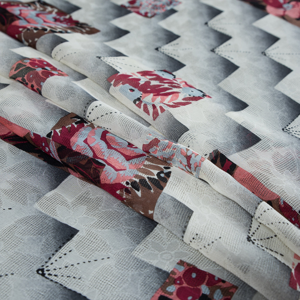 Famous NYC Designer Cloud Cream and Castle Rock Printed Silk Woven - Joann Fabrics