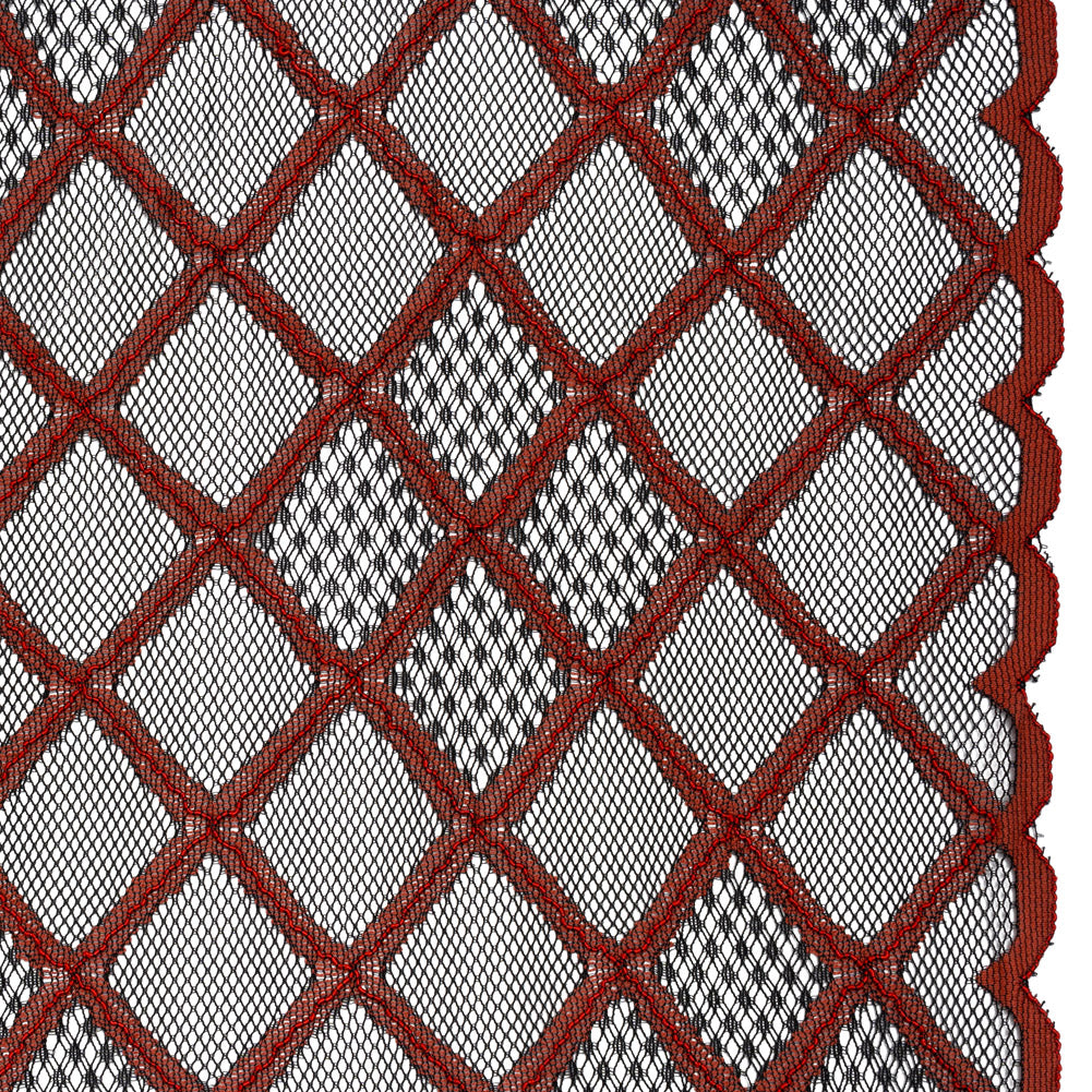 Corded Lace with Little Scalloped Finished Edges - Red and Black Diamond Lattice - Joann Fabrics