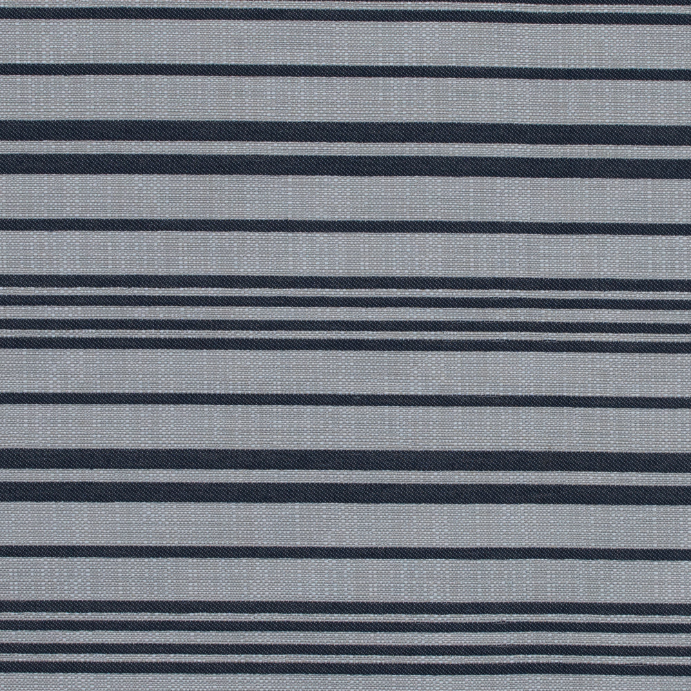 Navy Blazer and Beige Barcode Striped Polyester Woven - Joann Fabrics