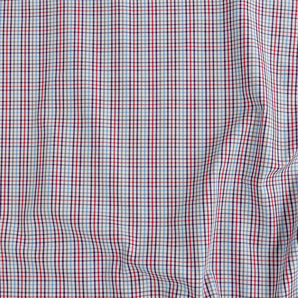 Premium Red, Blue and Gray Minute Plaid Cotton Shirting - Joann Fabrics
