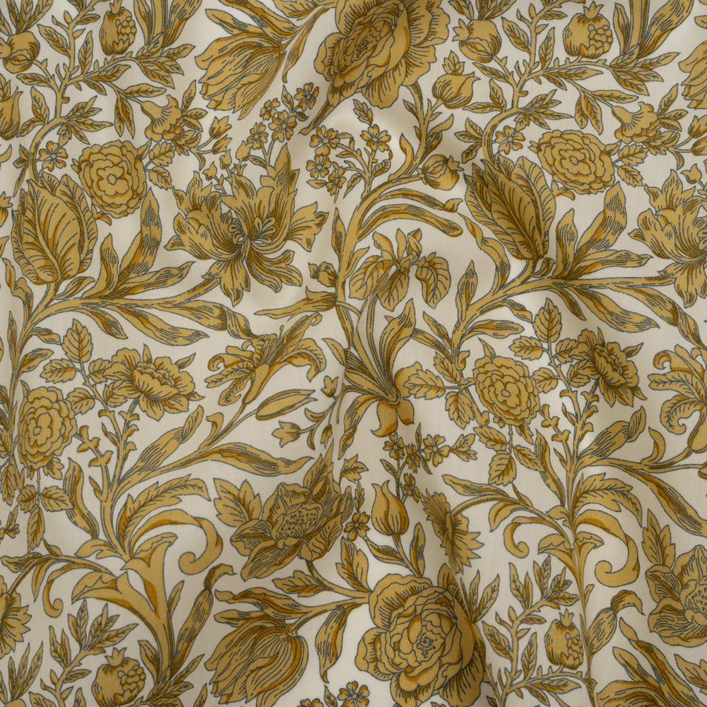 Liberty Fabrics Tana Lawn® - Sambourne Yellow - Golden Yellow and White Fancy Roses - Joann Fabrics