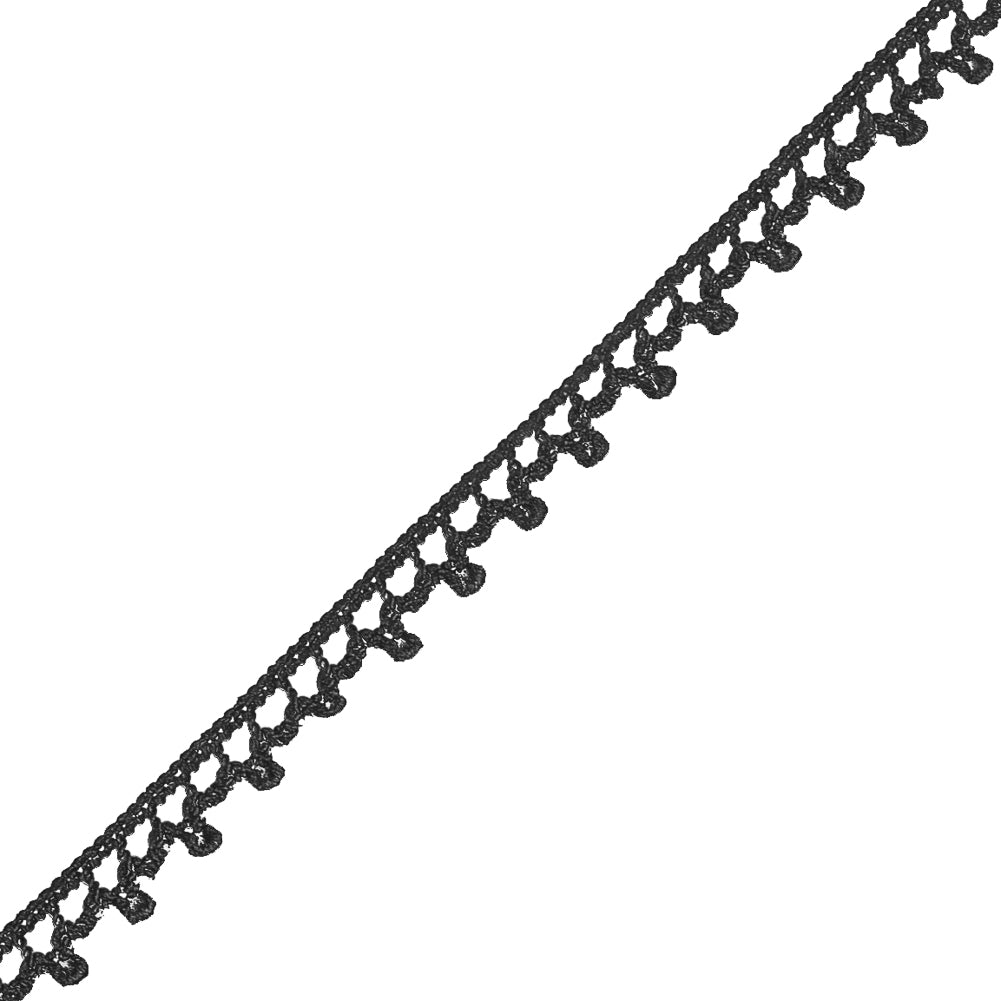 European Charcoal Gray Dainty Crochet Trim - 5/16