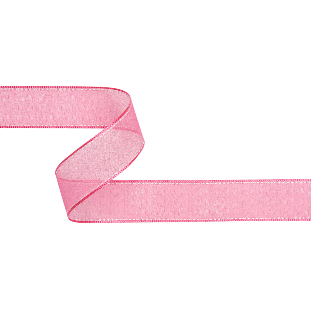 Sheer Ribbon with White Stitched Border - 1