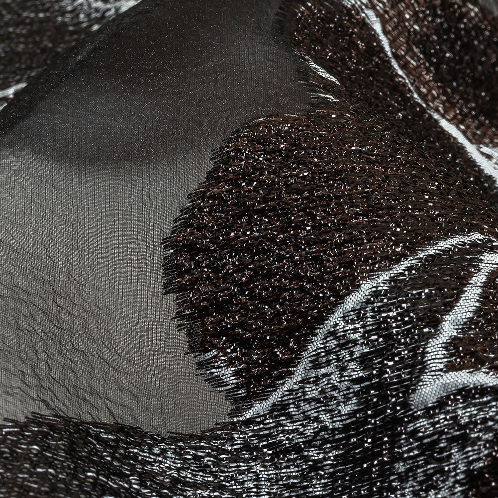 Metallic Black, White and Brown Oversized Flowers Luxury Burnout Brocade - Joann Fabrics
