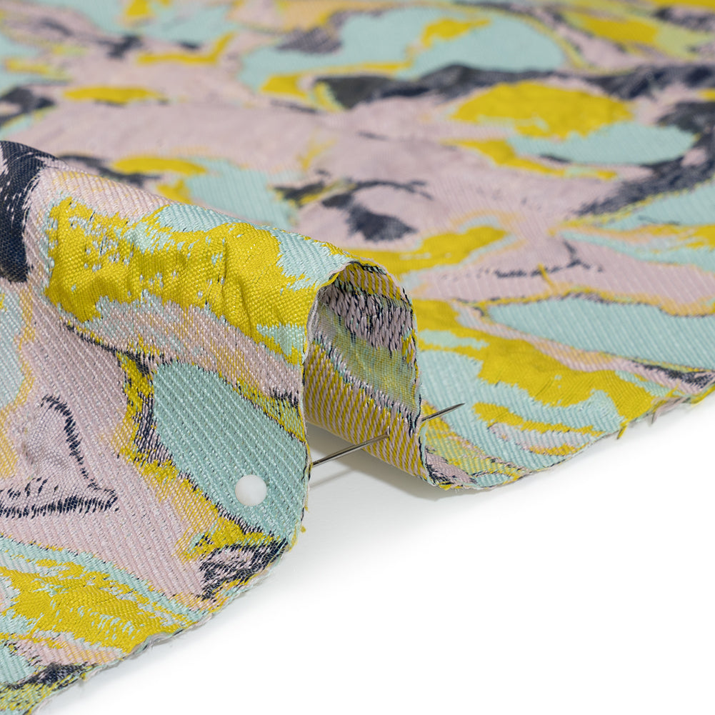 Metallic Luxury Brocade - Aqua, Pale Pink and Yellow Melting Abstract - Joann Fabrics