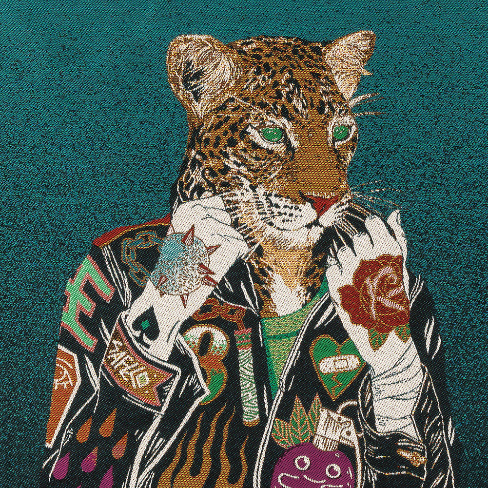 French Teal Jaguar Harley Oversized Square Patch - 18.875