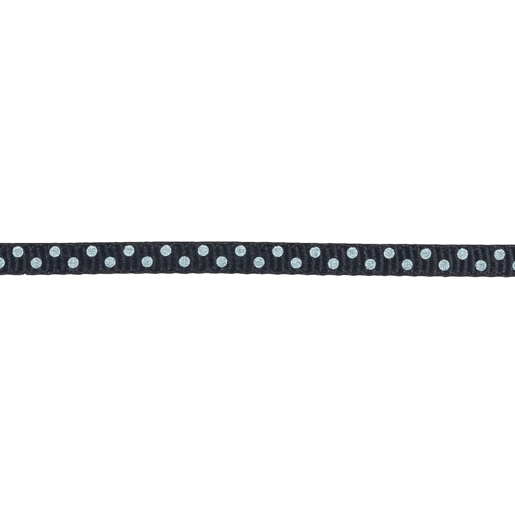 Total Eclipse and White Polka Dots Grosgrain Ribbon - 0.25