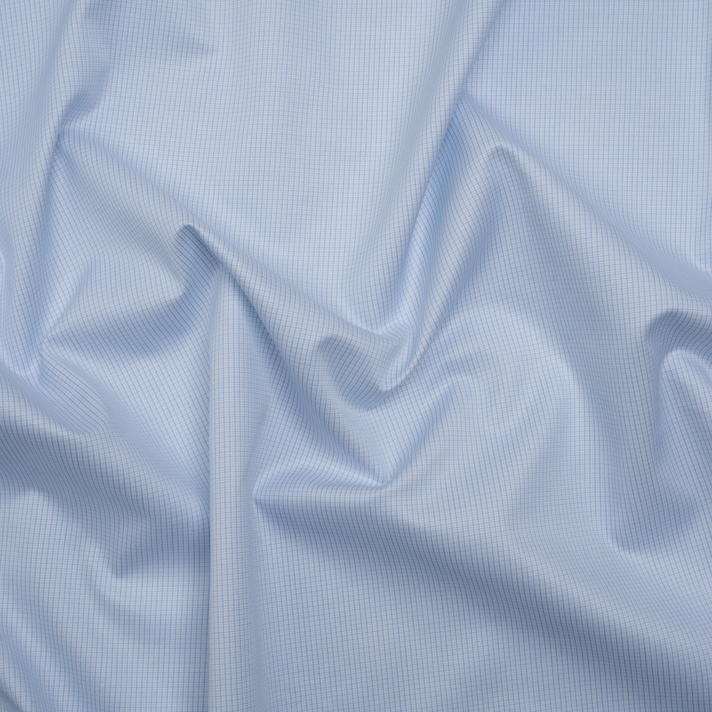 Cotton Shirting - Light Blue and White Tiny Tattersall Check - Deadstock - Joann Fabrics