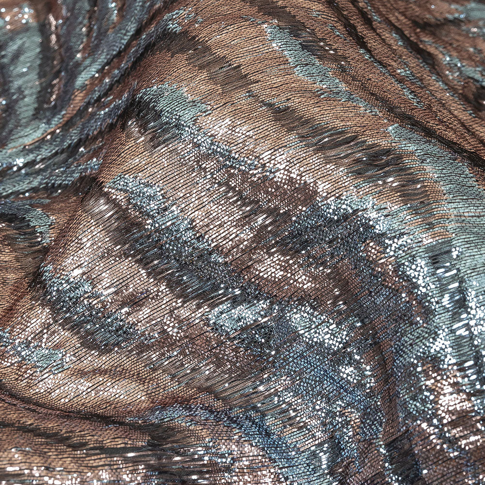 Metallic Sky and Rose Gold Leafy Luxury Burnout Brocade - Joann Fabrics