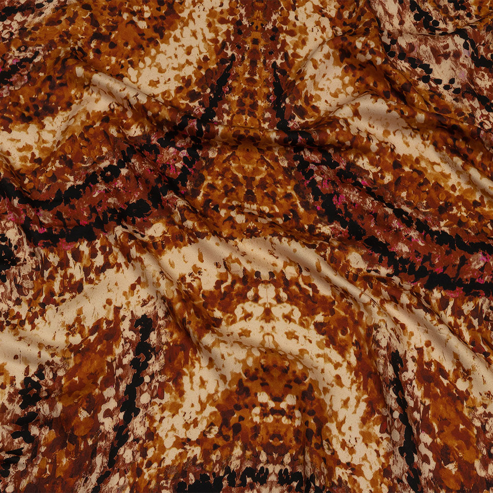 Rayon Challis - Beige and Orange Abstract - Summit Sketches Print - Mood Exclusive Rockland Collection - Joann Fabrics