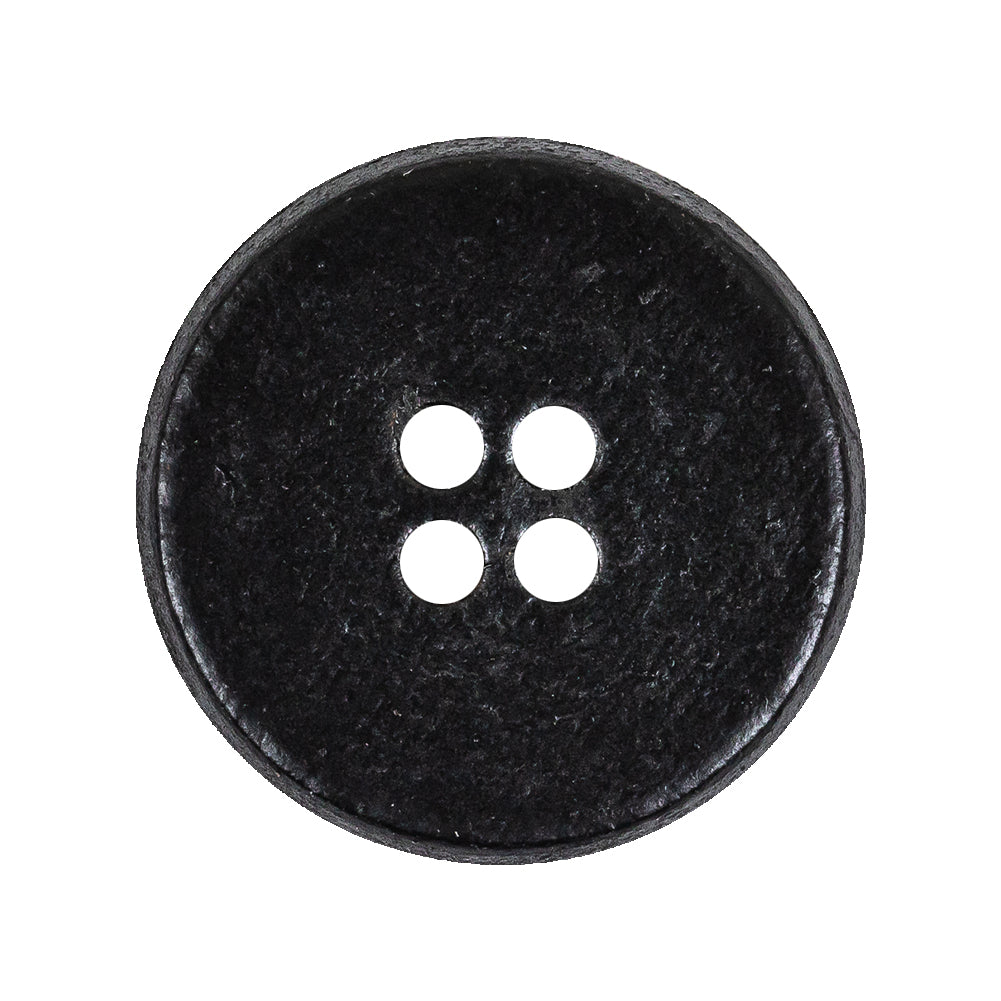 Italian Black Low Convex Leather 4-Hole Button - 44L/28mm - Joann Fabrics