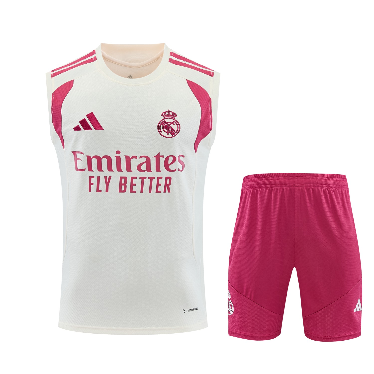 Real Madrid 26-27 Vest Training Set - Cream Vest and Rose Red Shorts - UnitedFutballJersey