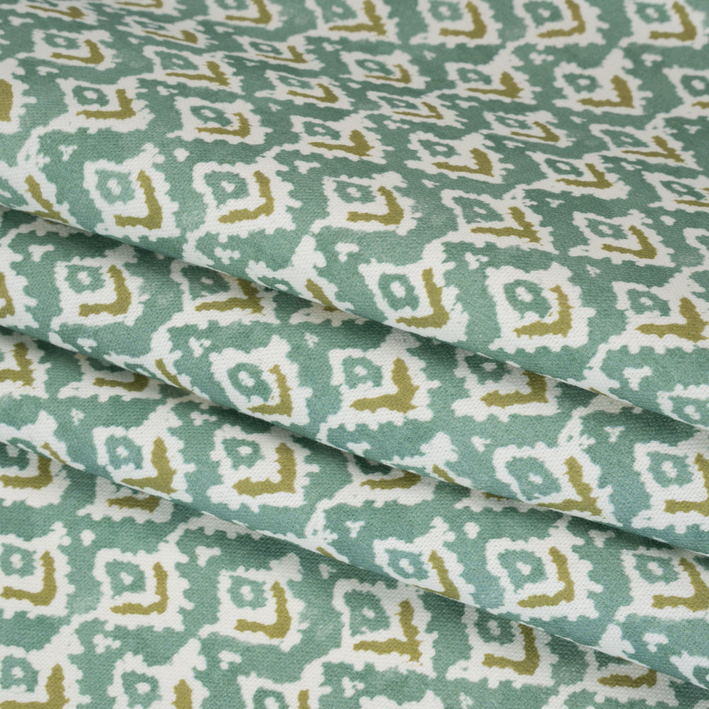 Cotton and Linen Canvas Print - Teal Rows of Diamonds - British Imported - Joann Fabrics