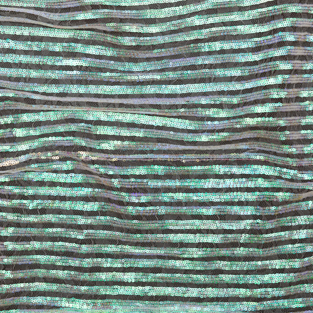 Netting with Baby Sequins - Green, Blue and Pink Iridescent Stripes on White - Joann Fabrics