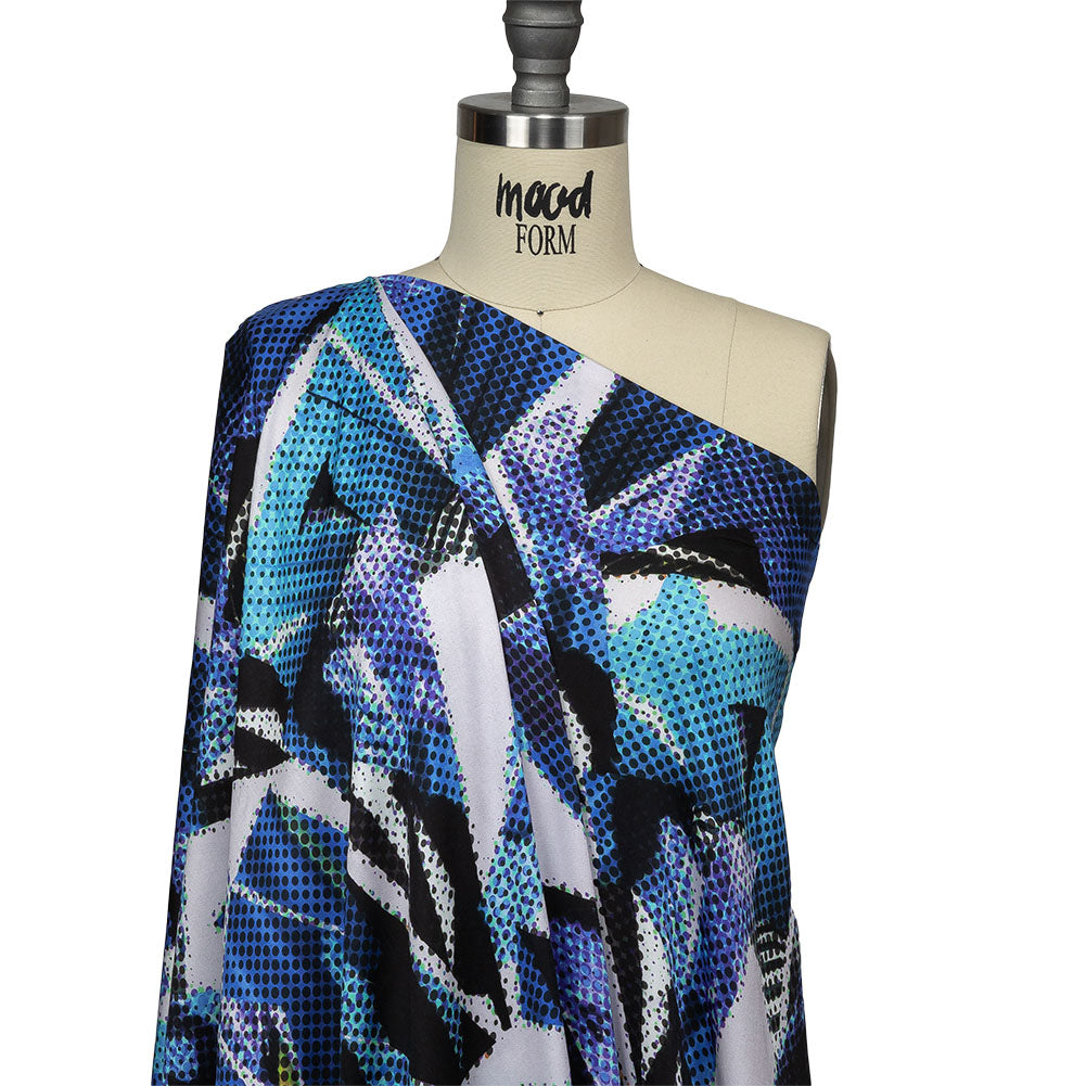 Rayon Challis - Blue Abstract - Tangled Up in Blue Print - Mood Exclusive Indigo Collection - Joann Fabrics