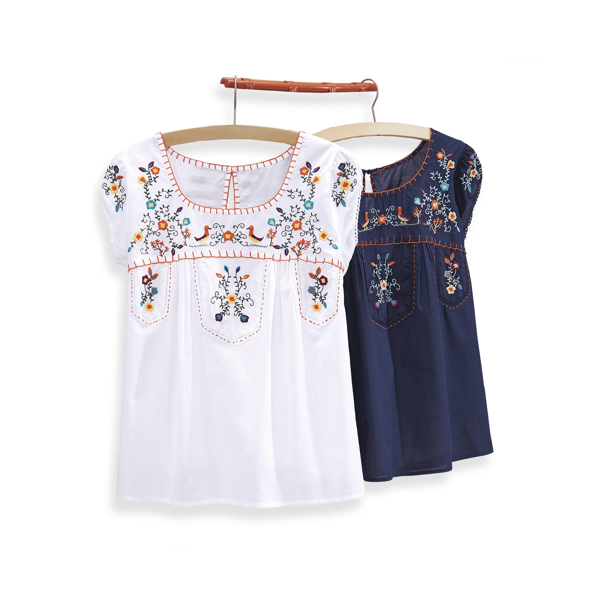 Navy Peasant Embroidered Peasant Top - Northstyle Catalog