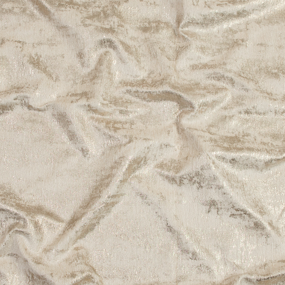Beige Polyester Chenille with Metallic Gold Foil - Joann Fabrics